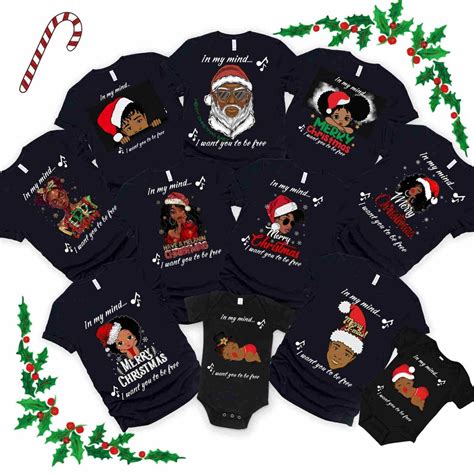 Black Santa,black Santa Pajamas Tops, Santa Group Shirts, Matching Xmas ...