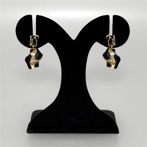 Jewellery Online - Premium Black And Gold Abstract Danglers | Nestasia