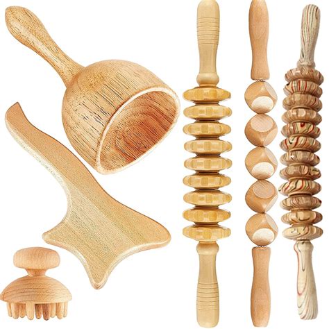 Wooden Full Body head massager and Maderotherapy Back Roller Wheel Kit ...