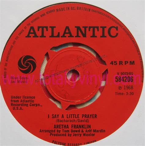 Totally Vinyl Records || Franklin, Aretha - I say a little prayer/See ...