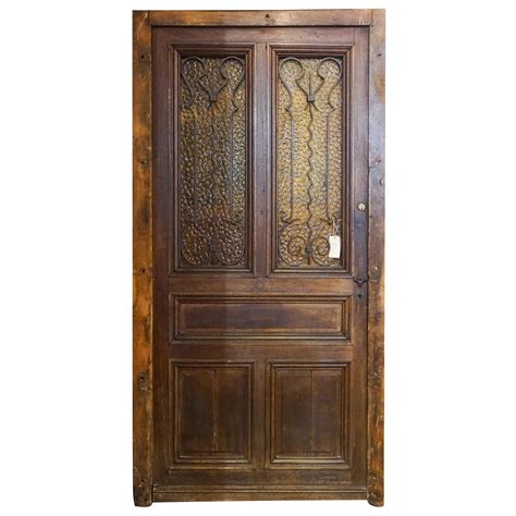 Antique mahaogany front entry double door with transom, hand forged ...