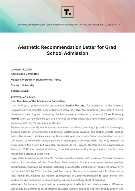 Stanford Acceptance Letter Template
