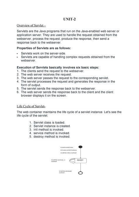 Java and jsp unit 2 - UNIT- Overview of Servlet – Servlets are the Java ...