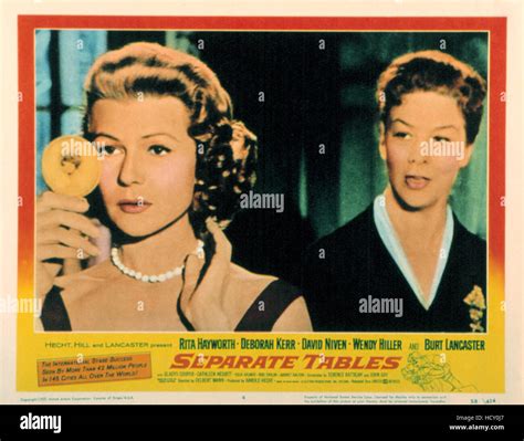 SEPARATE TABLES, US lobbycard, from left: Rita Hayworth, Wendy Hiller ...