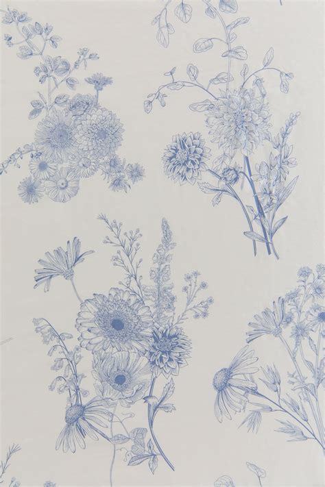 Patterned satin fitted sheet - White/Blue floral - Home All | H&M IN