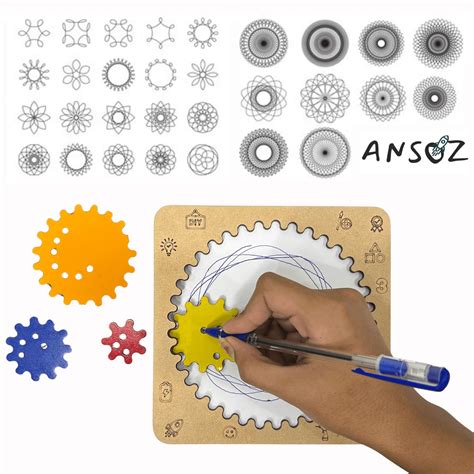 Wooden Spirograph Kit for Kids – Spiral Art & Spiral Drawing Fun – Ansoz