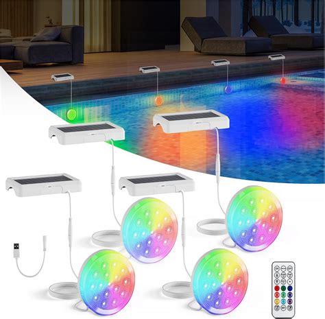Amazon.com : POOLHACKER Solar Inground Pool Lights, 10-Color 4-Mode ...