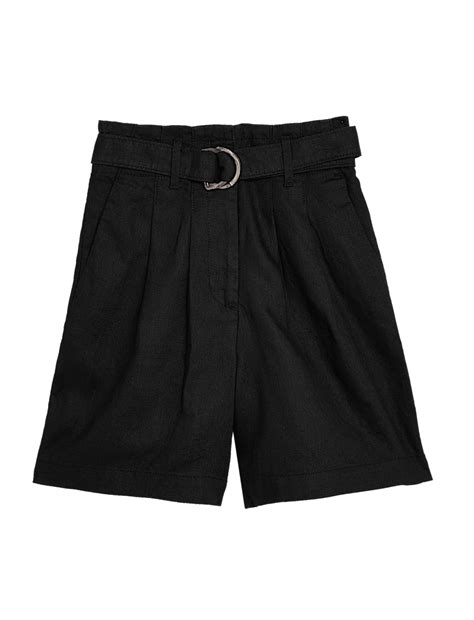 Buy Pure Linen High Waisted Belted Shorts at Marks & Spencer