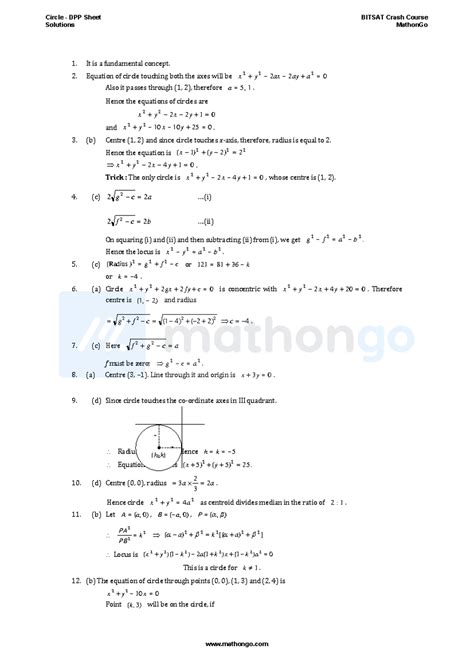 Solution - Circles Sheet - Mathon Go Bitsat Crash Course - It is a ...