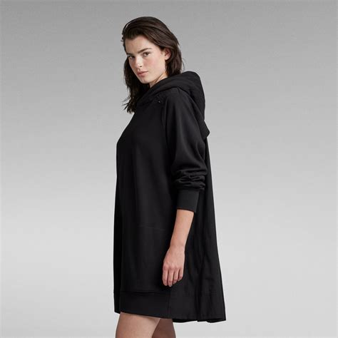 Fabric Mix Loose Hoodie Dress | Black | G-Star RAW®
