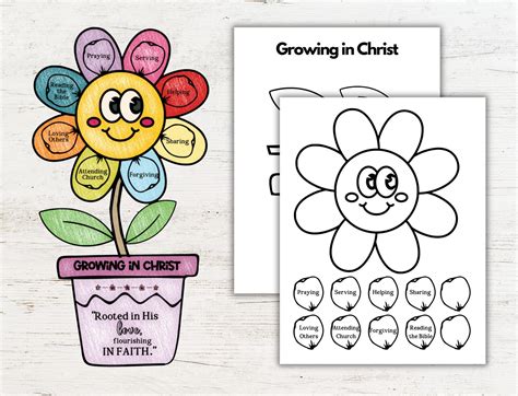 Growing in Christ Craft Activity for Kids, Bible Printable Activity, Sunday School, Printable ...