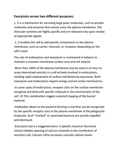 Exocytosis serves two different purposes - The Vesicular contents are ...