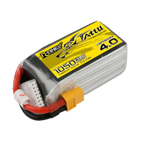 Tattu R-Line Version 4.0 1050mAh 22.2V 130C 6S1P Lipo Battery Pack With ...