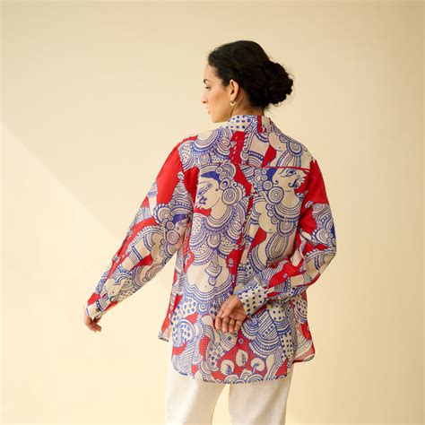 Buy Raga Kota Doria Cotton Shirt - Tomato Red | Rustorange
