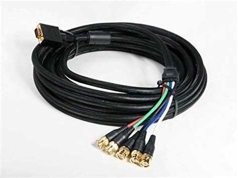 yan 12ft Black VGA HD-15 to 5 BNC RGB Video Cable for HDTV Extension ...