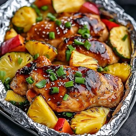 Delicious Teriyaki Chicken and Pineapple Foil Packets (Quick ...