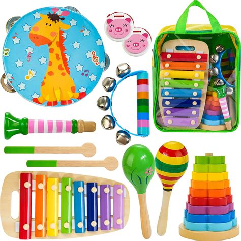 Amazon.com: Kids Musical Instruments, Wooden Musical Toys Set for ...