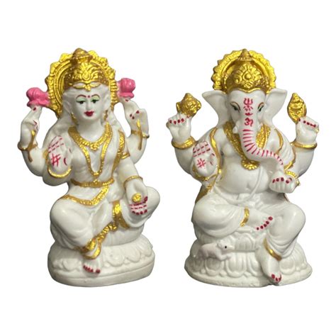 Lord Laxmi Ganesh Murti Idol Look Marble Best for Puja H 10.5 cm ...