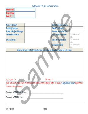 Fillable Online Boilerplate Projects Summary Sheet - Under $10,000 Fax ...