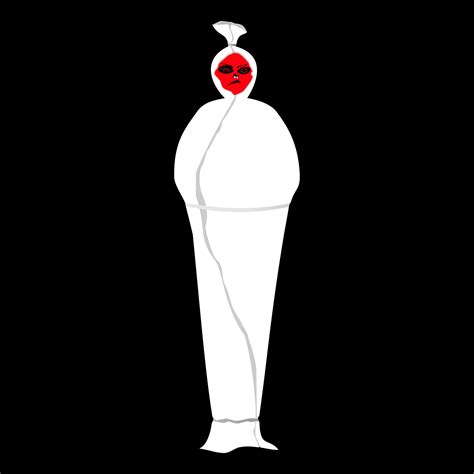 Vector illustration of a traditional Indonesian ghost named Pocong on a black background ...