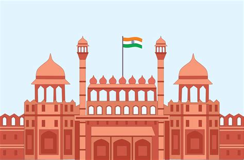 Red Fort India Vector Illustration 17370285 Vector Art at Vecteezy