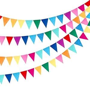 Pop The Party Multicolor Paper Pennant Banner Set of 3 | 36 Flags ...