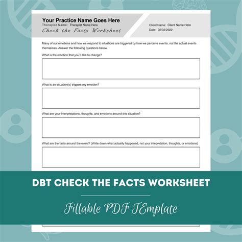 DBT Check the Facts Worksheet | Editable / Fillable PDF Template | for ...