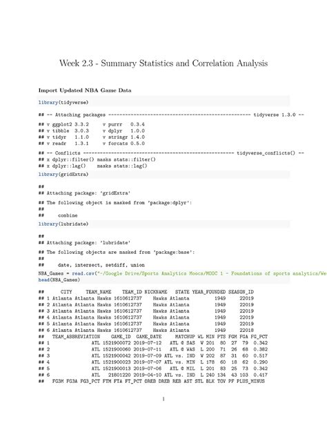 Summary Statistics and Correlation Analysis - R Programming For Data ...