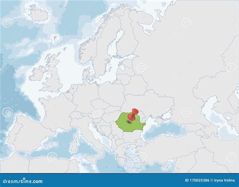 Vector Illustration of Romania Location on Europe Map Stock Vector ...