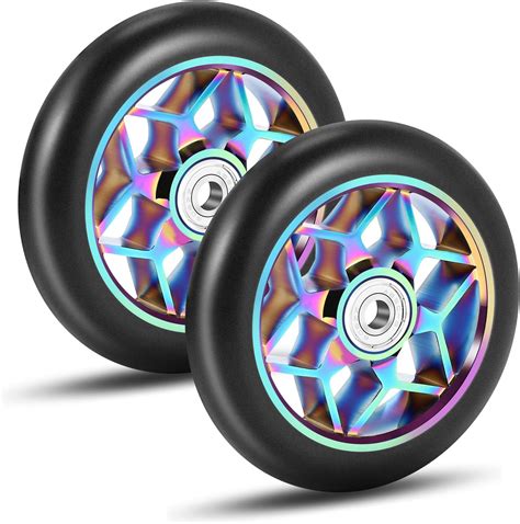 Juwacoo 2 Pcs Scooter Accessories 110mm Scooter Wheels Colorful Pu Wheels Thick Stunt Car Wheels ...