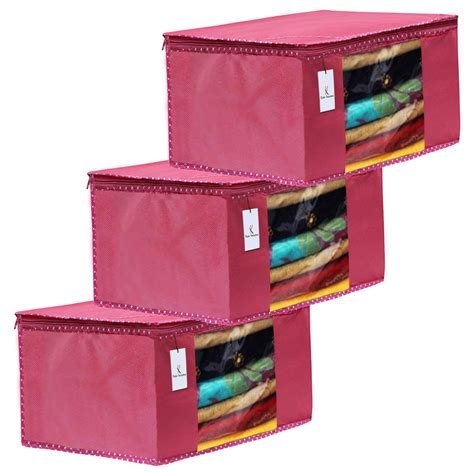 Kuber Industries 3 Piece Non Woven Fabric Saree Cover Set with ...