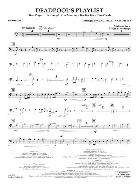 Deadpool's Playlist - Trombone 2 by Carol Brittin Chambers Sheet Music ...