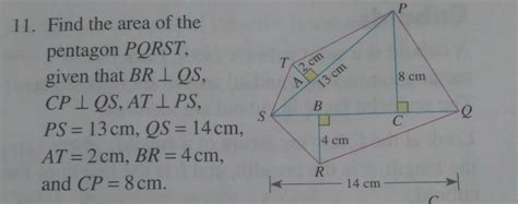 find the area of the Pentagon pqrst given that BR perpendicular QS c p ...