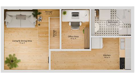 12x24 Tiny House Single Floor Plans