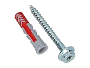fischer DUOPOWER 10 x 50 S, Universaldübel mit Sicherheitsschraube, 2 ...