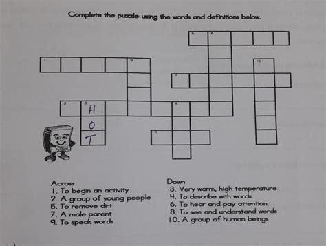 Across 1. To begin an activity 2. A group of young people 5. To remove ...