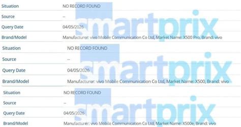 Vivo X500, X500 Pro, and X500e already spotted in IMEI listing