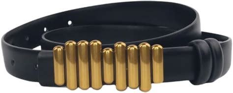 Buy carl vinson® Women's Genuine Leather Thin Belt with Retro Buckle ...
