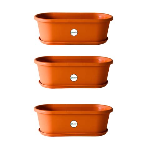 UV Treated Window Planter with Tray - Terracotta colour – Bloomica