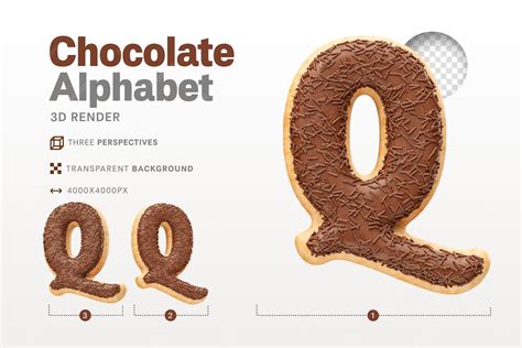 Premium PSD | Realistic letter q shaped like chocolate donuts in 3d render with transparent ...