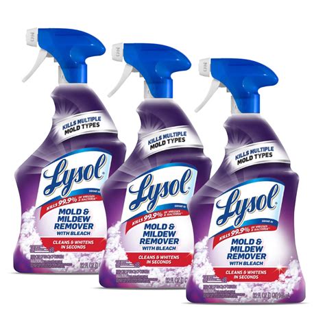 Lysol Mold & Mildew Remover Spray with Bleach, 32 Oz (Pack of 3 ...