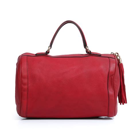 Red Pebbled Leather Soho Boston Bag – Confidential Couture