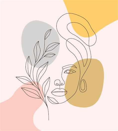Dessin au trait vectoriel du visage de la femme et des fleurs dessin au ...