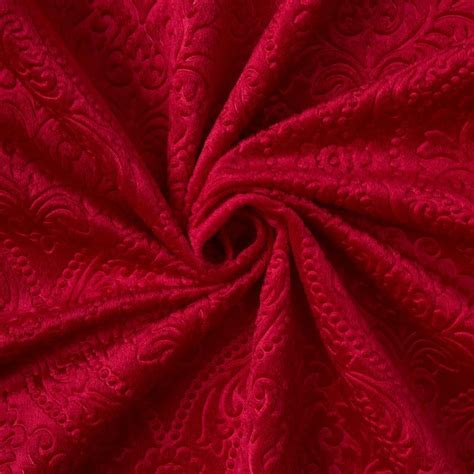 Encasa XO Embossed Velvet Fabric Material By Meter Red | Sofa Cloth ...