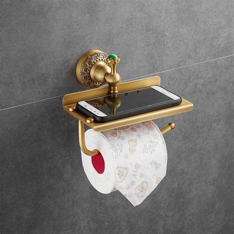 Amazon.com: SDH Antique Brass Toilet Paper Holder with Shelf Space ...