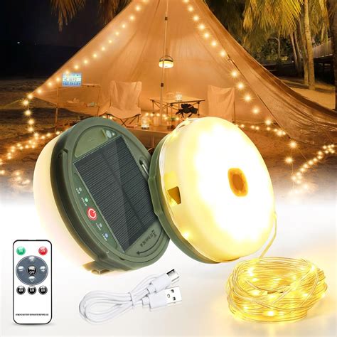 Sumaote Solar Camping String Lights 39.4ft, 150 LEDs Waterproof Fairy ...