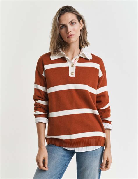 Cotton With Merino Wool Striped Rugby Jumper | GANT | M&S