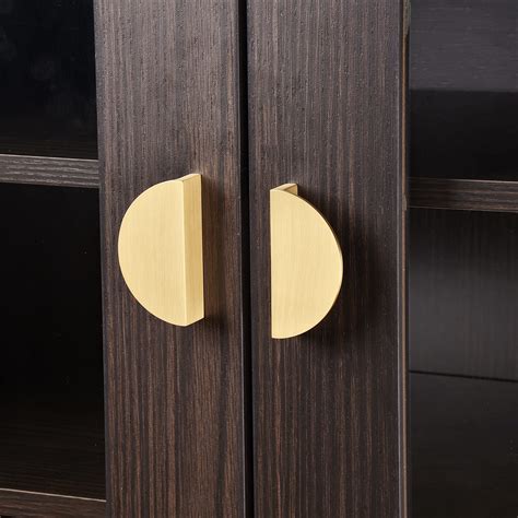 Buy QOGRISUN 5-Pack Solid Brass Half Moon Cabinet Pulls, Gold Drawer ...