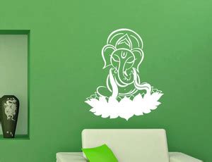 INDIA WALL STICKER 68 cm Lord Ganesha on Lotus Flower Wall Decal ...