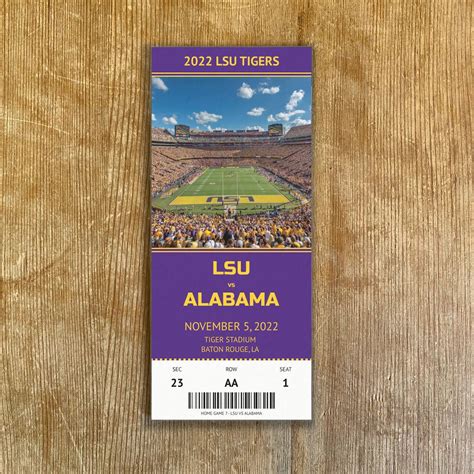 LSU TIGERS Customizable Replica Ticket Stub for Any Game 2022 - Etsy